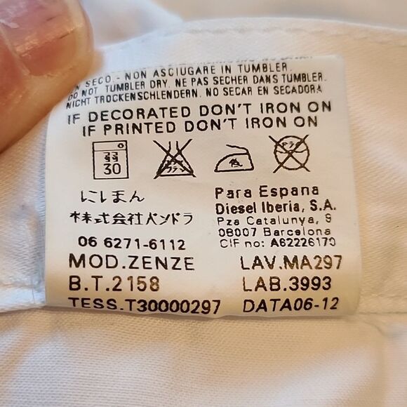 Diesel Womens White Ankle Cotton Low Rise Exposed Seam Pants Size 26 - Picture 13 of 13